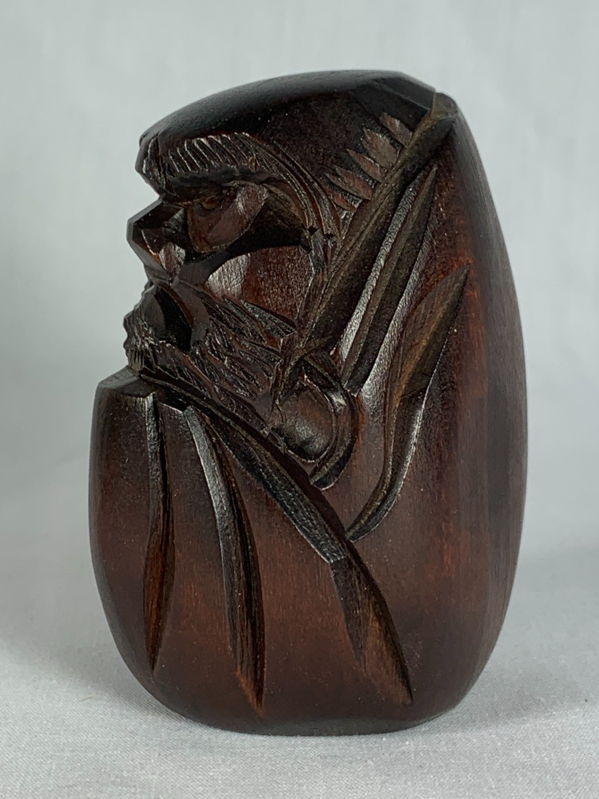 Daruma Figurine Vintage Japanese Hand Carved Wood from Mount Daruma