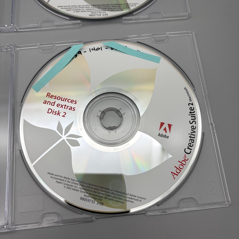Vintage 2005 Adobe Creative Suite 2 Macintosh 6 CD-ROM Software Discs Mac