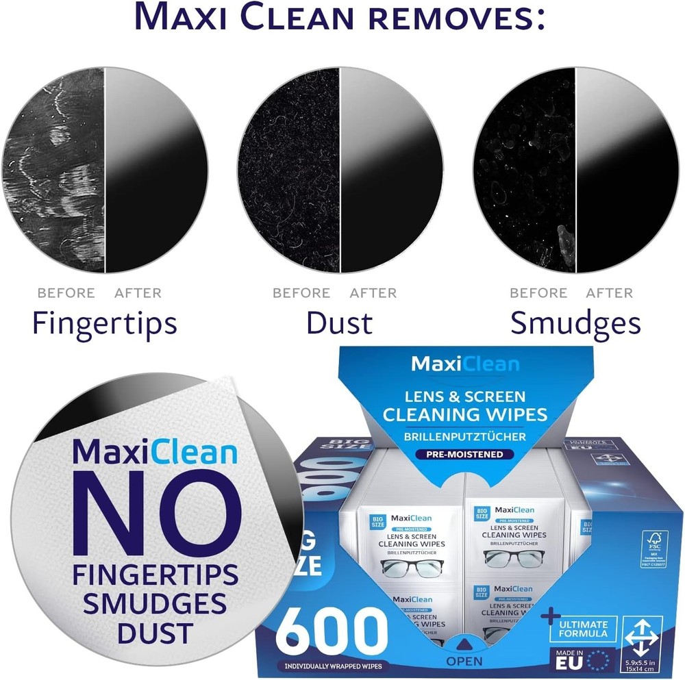 Glasses Wipes for Electronics - 600 Individually Wrapped