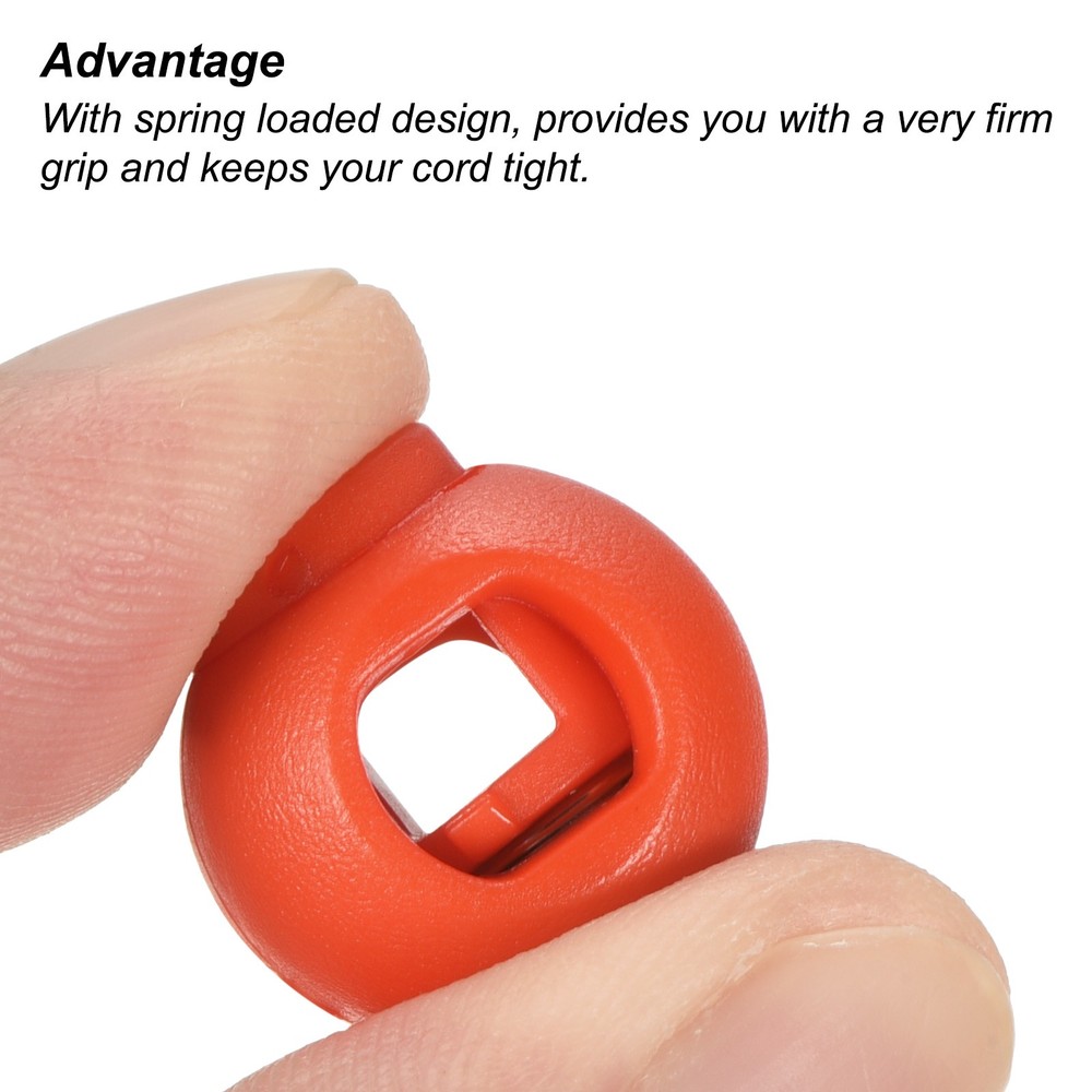 Cord Locks, 30 Pack Ball Spring Toggle Stopper, Orange Red