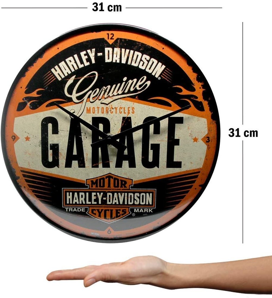 Nostalgic-Art - Retro Wall Kitchen Clock Ø 12" Analog Battery - Harley-Davidson