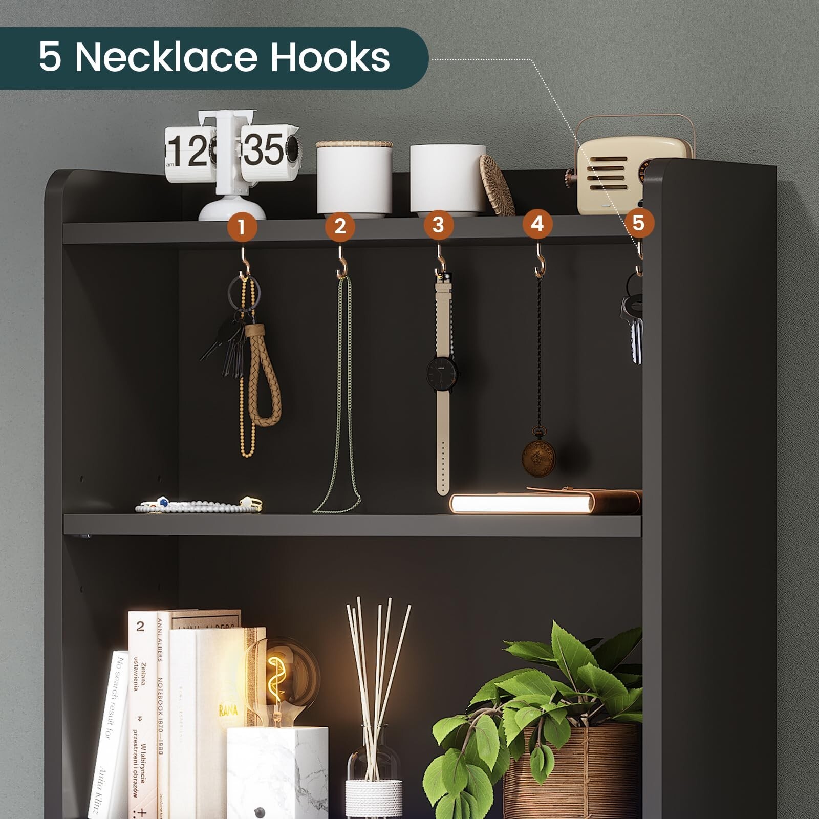 Tall Night Stand with LED Lights, Black Nightstand with 3 Drawers for Bedroom