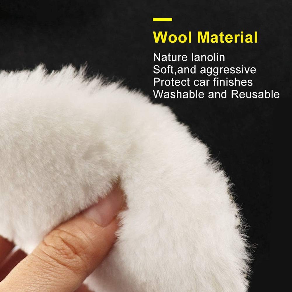 8PCS 3" Wool Polishing Pad Hook Loop Buffing Wheel for Orbital Polisher Buffer