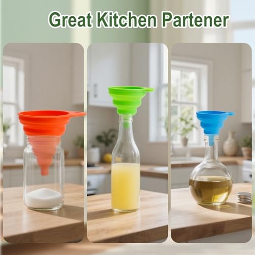 4 Pack Silicone Collapsible Kitchen Funnel Small & Large