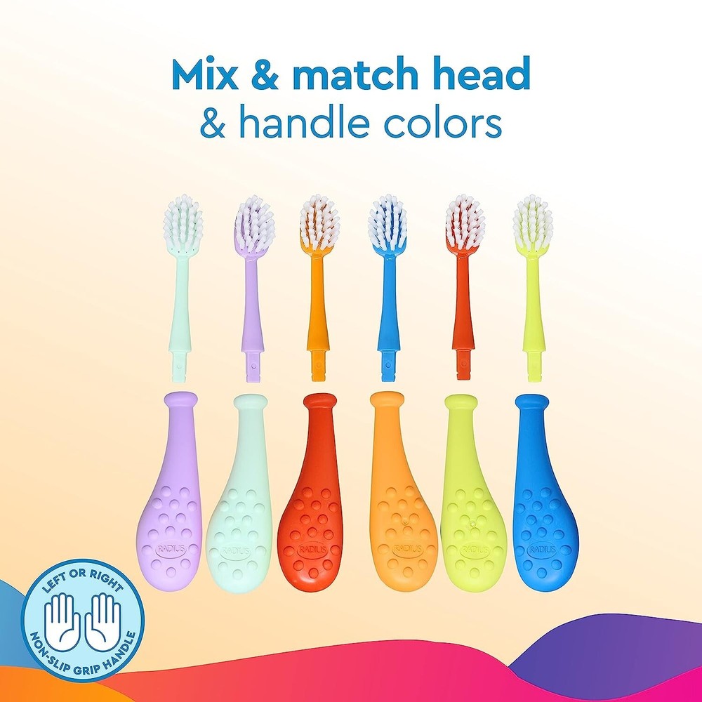 RADIUS Big Kidz Forever Brush Replaceable Head Toothbrush 6+ Teal & Orange