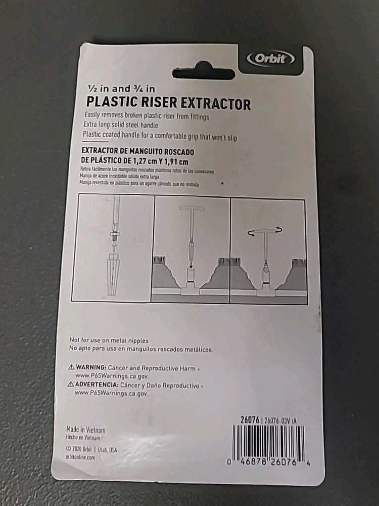 Orbit Sprinkler System 1/2" and 3/4" Plastic Nipple Extractor