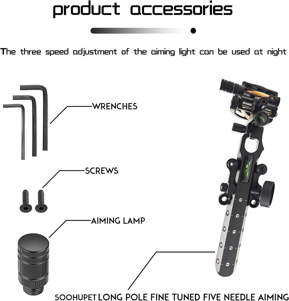 User-Friendly Archery Bow Sight with Aiming Lamp and Micro-Click Adjustments