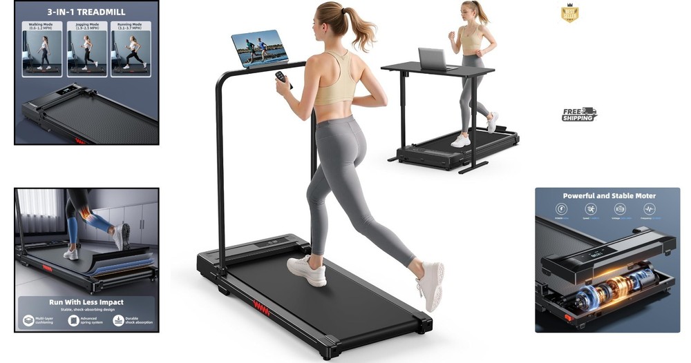 Multi-Function Walking Pad Treadmill for Home - Foldable & Wheels for Ease