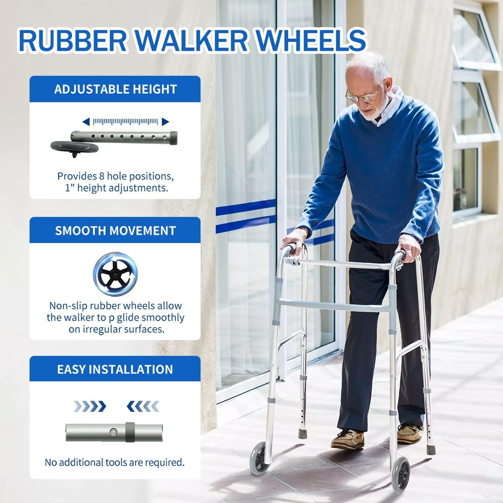 Zantle Universal Walker Wheels Replacement - 5 Inch, 5 inches, Grey