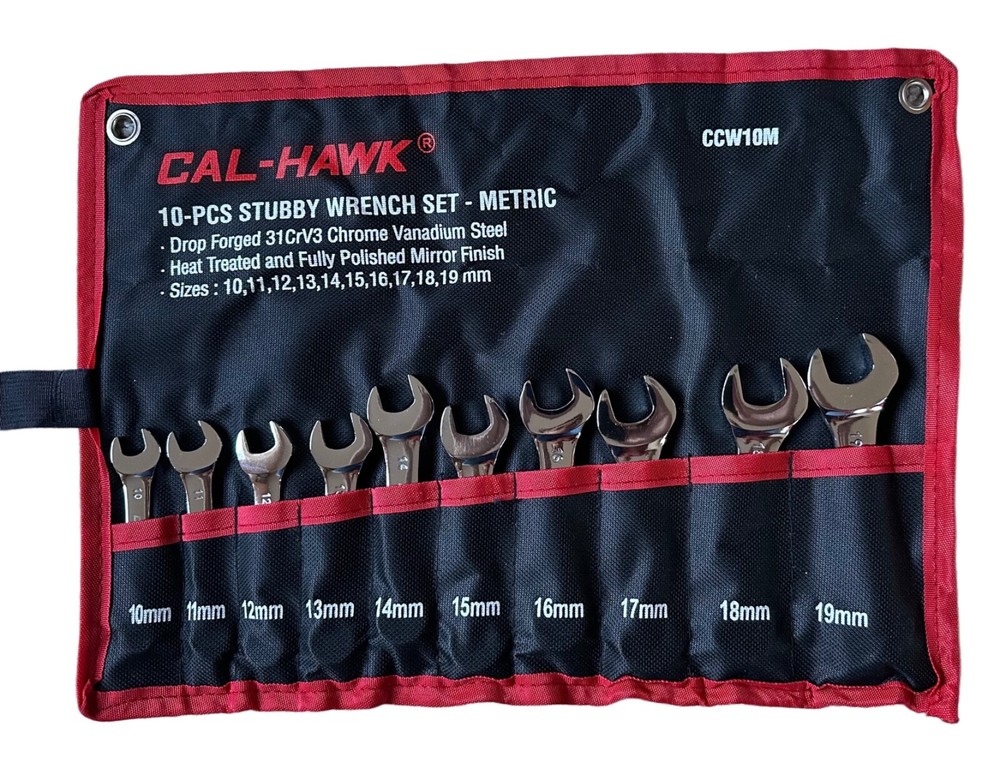 10 pc Combination Stubby Wrench Set - METRIC