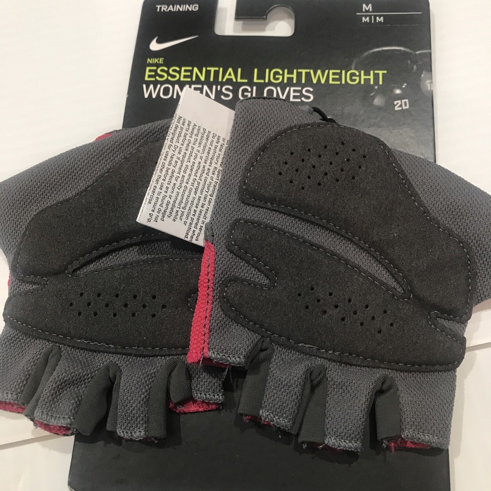 Nike Gym Essential Training Gloves Womens Medium Pink/Grey
