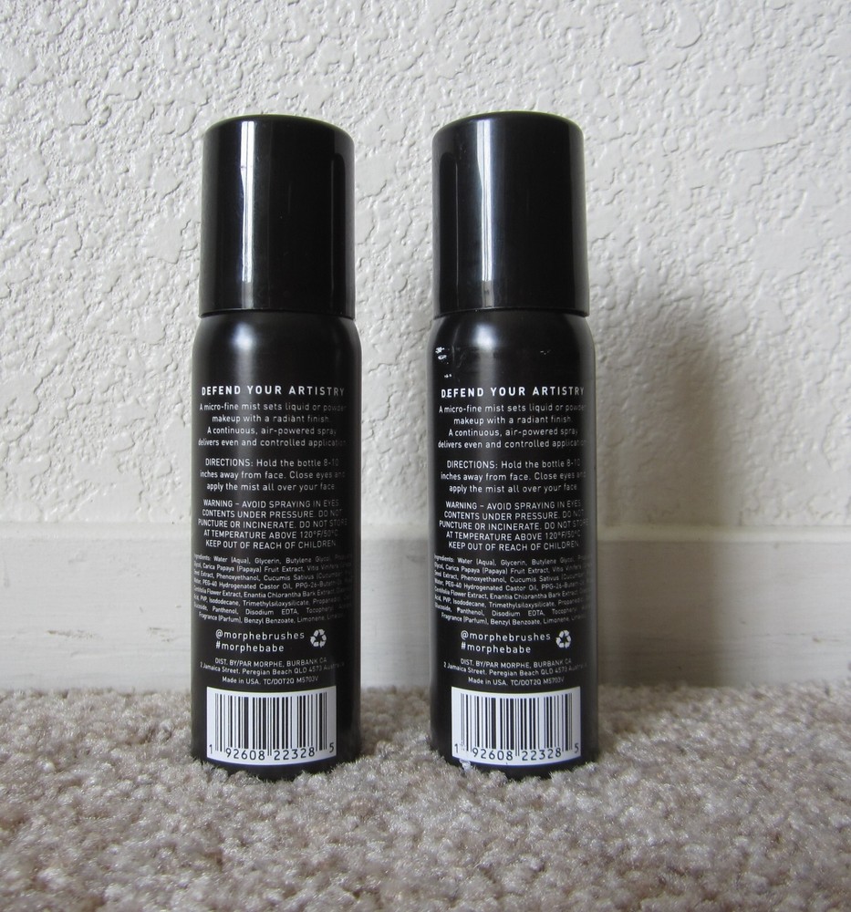 Lot (2) Morphe Mini Continuous Setting Mist travel mini 1.3 oz.