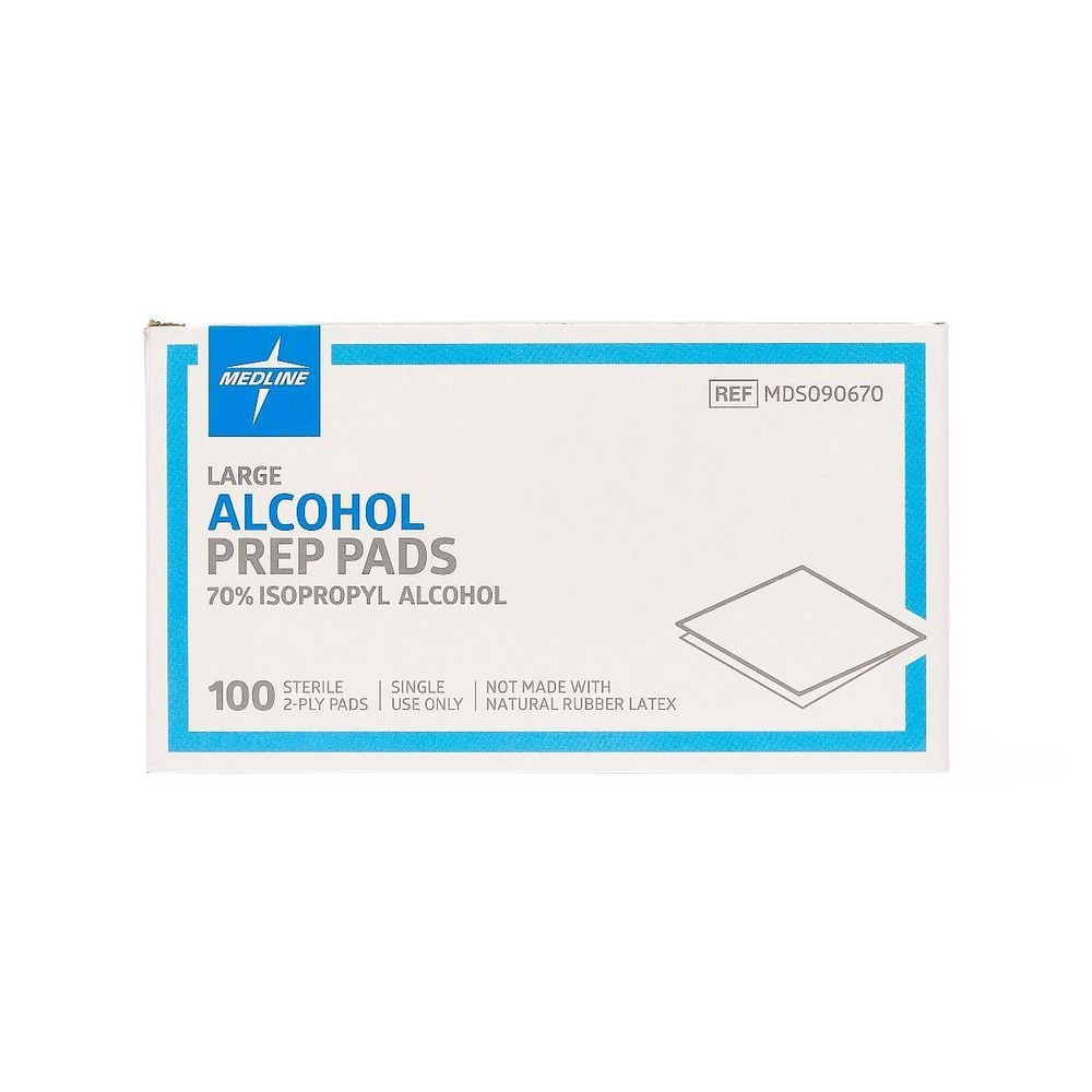 New Medline Sterile Alcohol Prep Pads, Large, 100 Count