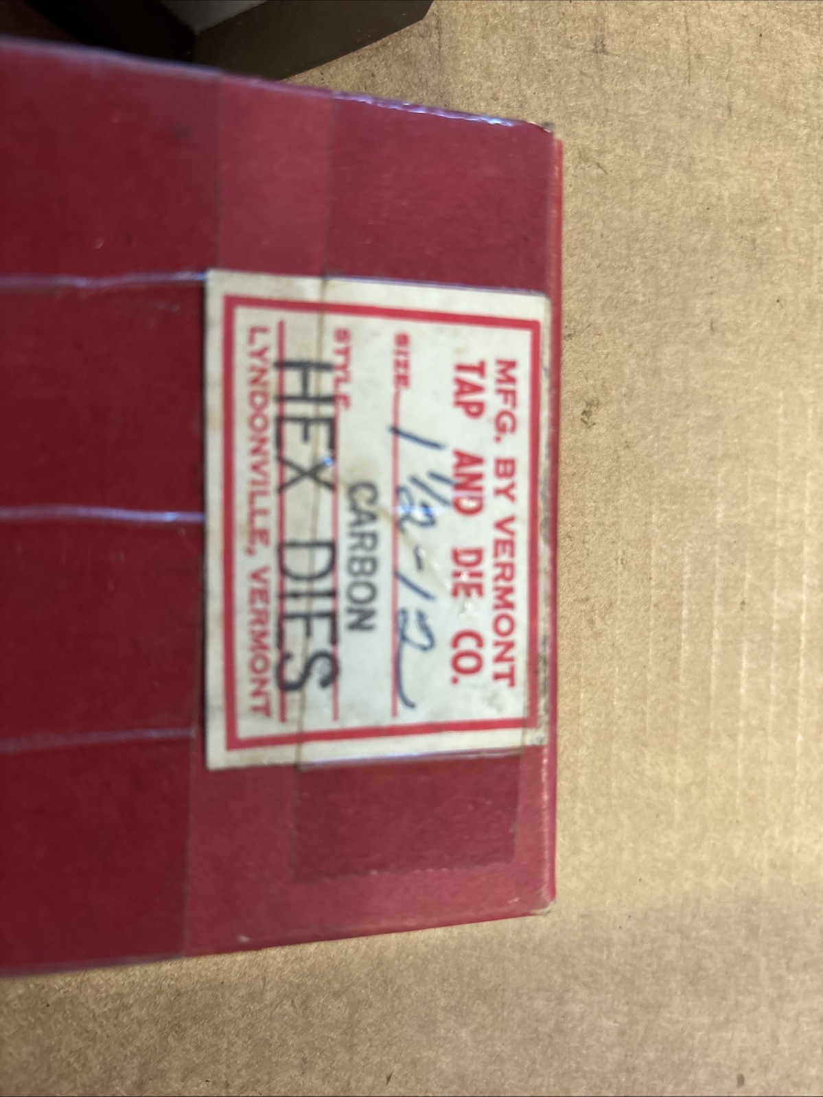 1-1/2-12 UNF Hex Die MFG. By Vermont USA Brand New In Box