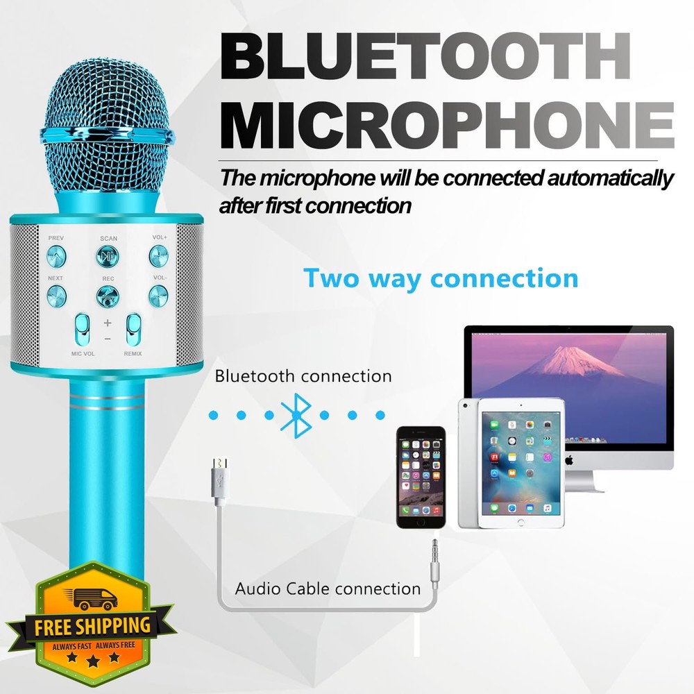 ZZLWAN Bluetooth Karaoke Mic Wireless Handheld Mic