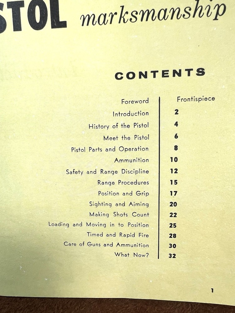 One Vintage 1959 NRA Basic Pistol Marksmanship Booklet!