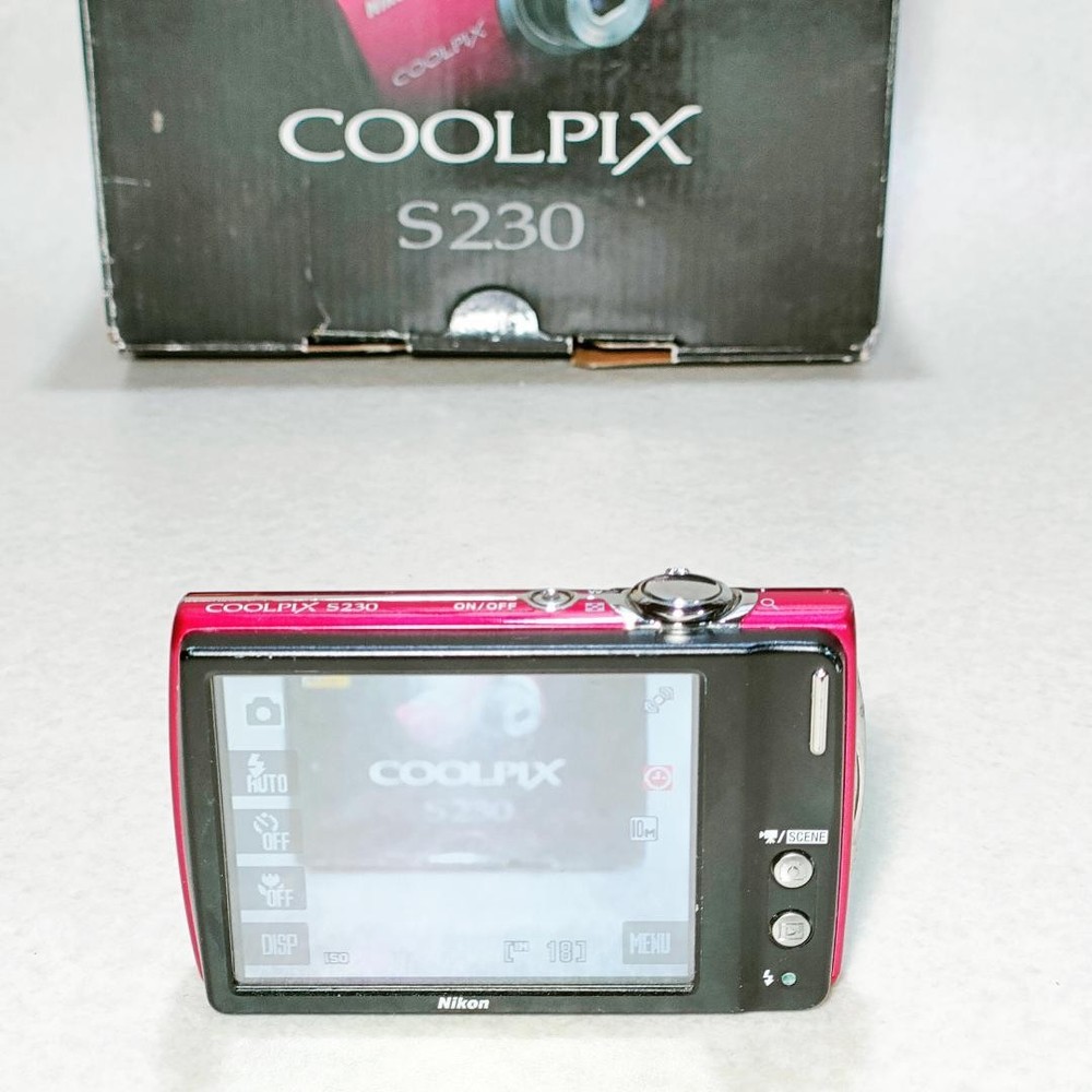 Nikon COOLPIX S230 Compact Digital Camera Red Tested with Accessories