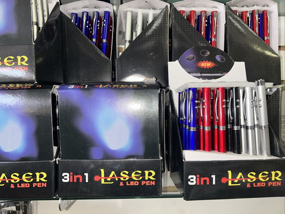 12pcs Laser Pointer Ballpoint Pens Red Point Visible Beam Lazer Flashlight