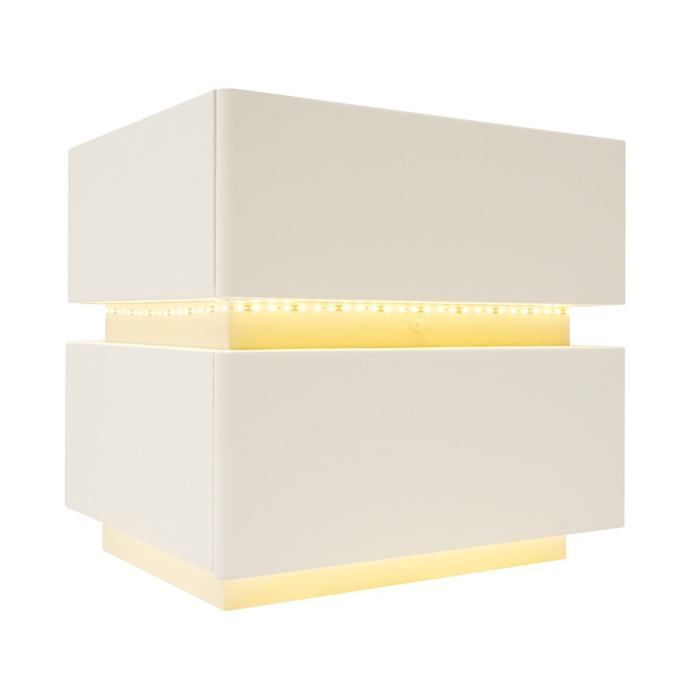 Smart Nightstand W/ Tri color sensor light+Wireless Charging+USB Bedside Table