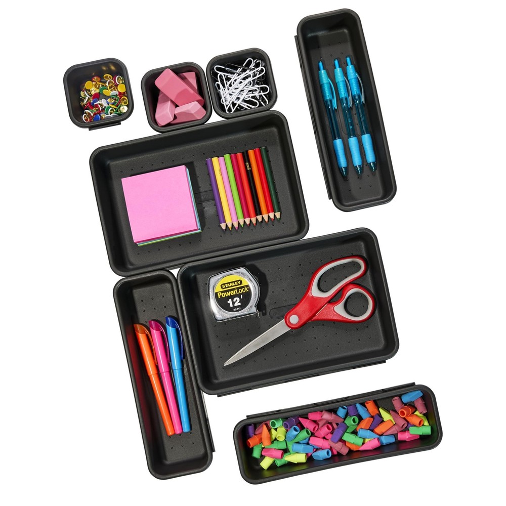 Madesmart 8-Piece Interlocking Bin Pack for Drawer Organization, Plastic Inte...