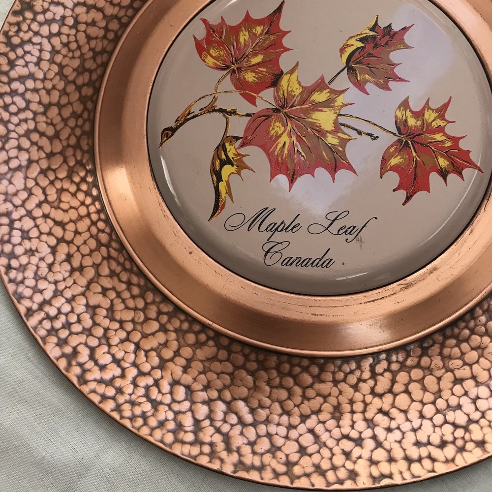 Vintage Solid Copper Plate Canada Leaf By Fantasy CopperWare Solid Decorative