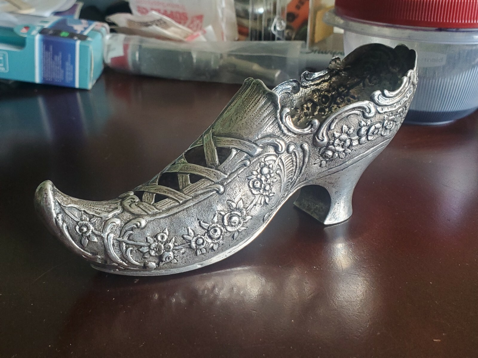 RARE ANTIQUE VICTORIAN SOLID STERLING SILVER SHOE PIN FIGURINE LONDON