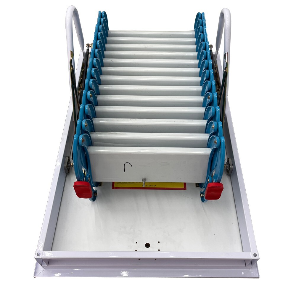13 Steps Blue Attic Pull Down Ceiling Ladder Stairs 10.5ft Loft Ladder Folding