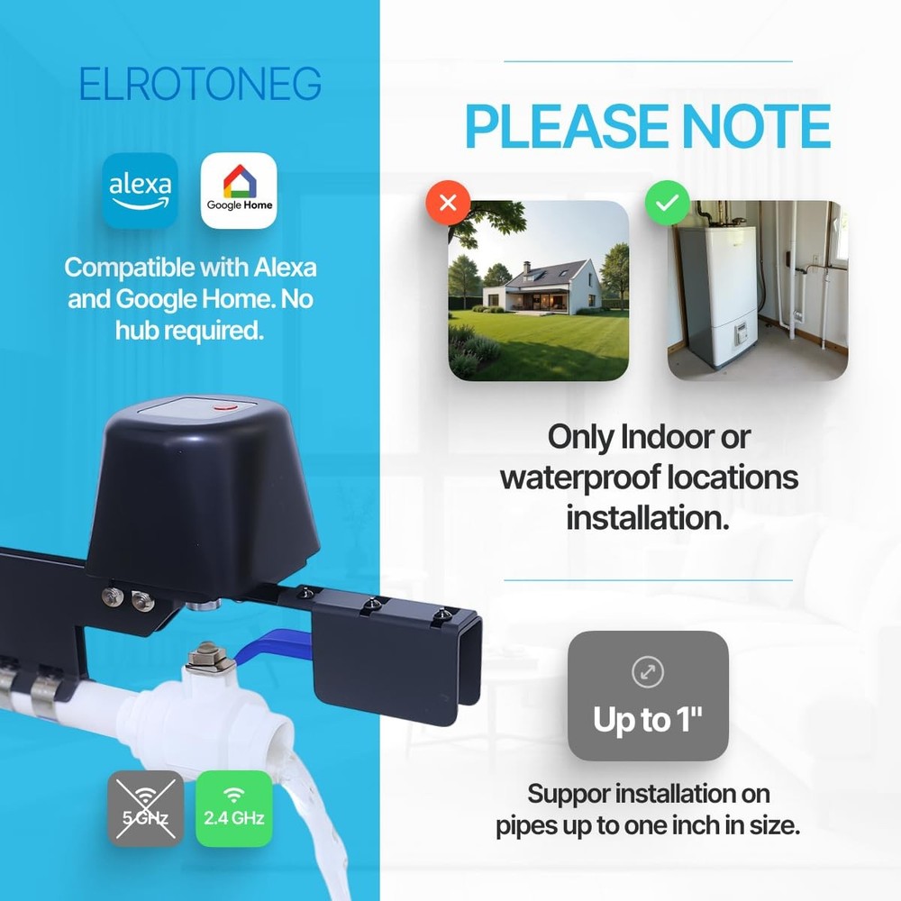 Valve Controller , Wi-Fi Water Shutoff Controller, Tuya & Life App Control, w...