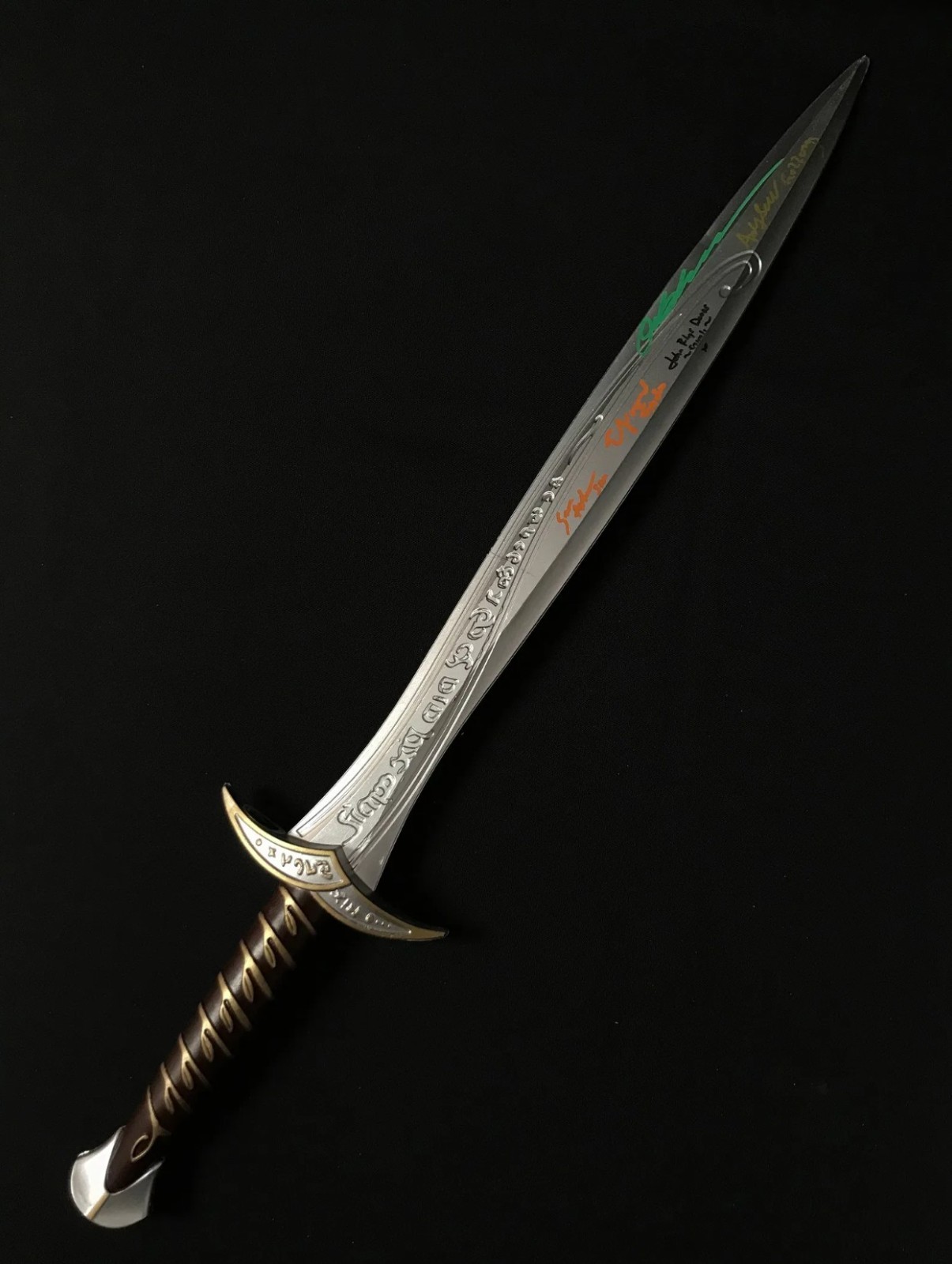 Lord of the Rings Sword - Signed Wood Astin Bloom Serkis Rhys-Davies w/COA