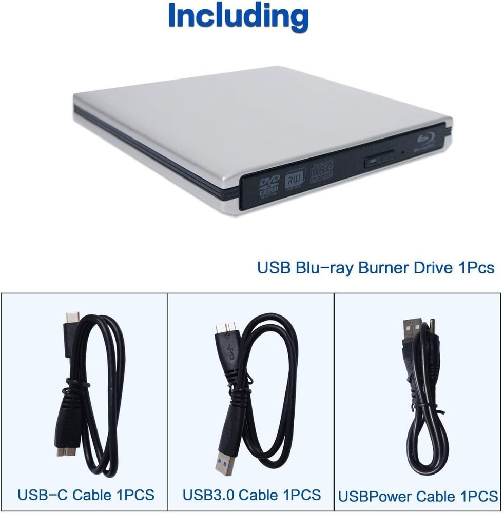 USB C Type C 3.0 External 3D HD Blue ray Player for MacBook pro silver