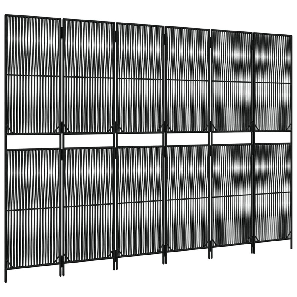 Room Divider 6 Panels Black Poly Rattan