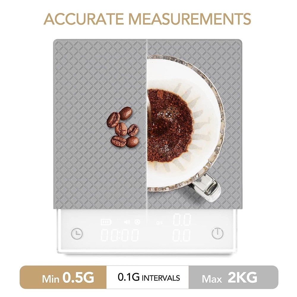 Pour Over Coffee Scale w Timer, Espresso Scale w Flow Rate Function, 2000g/0.1g