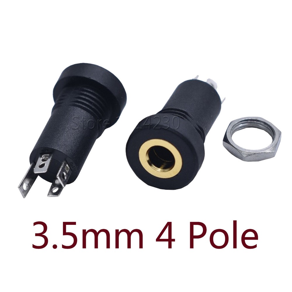 2x 3.5mm Audio Female Jack Socket 4 Pole Stereo Solder Panel Mount Adapter Plug