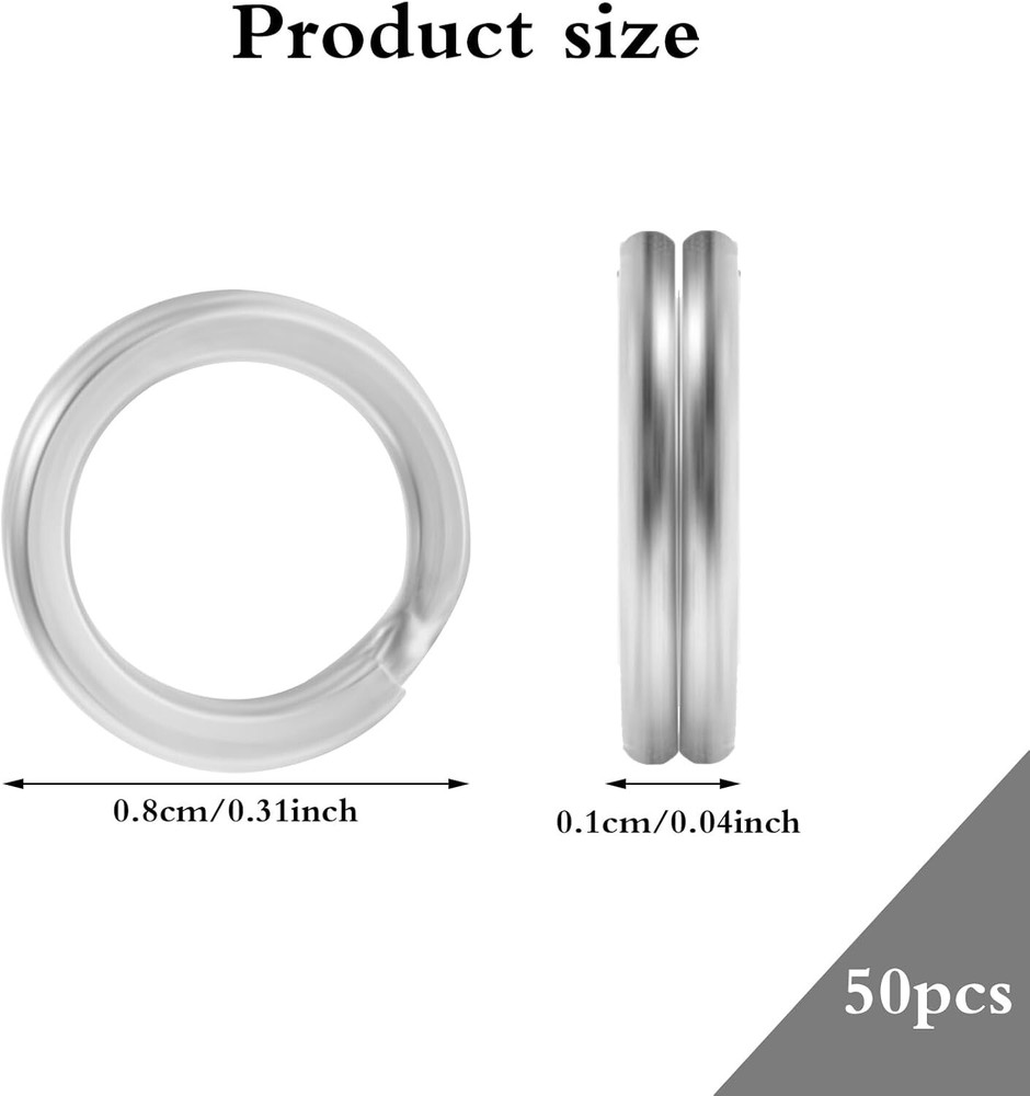 30pcs Split Rings 8mm Stainless Steel Small Key Chain Mini Keychain Rings Split