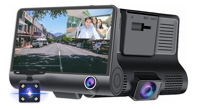 Front+interior+rear Three Camera Hd Driving Record