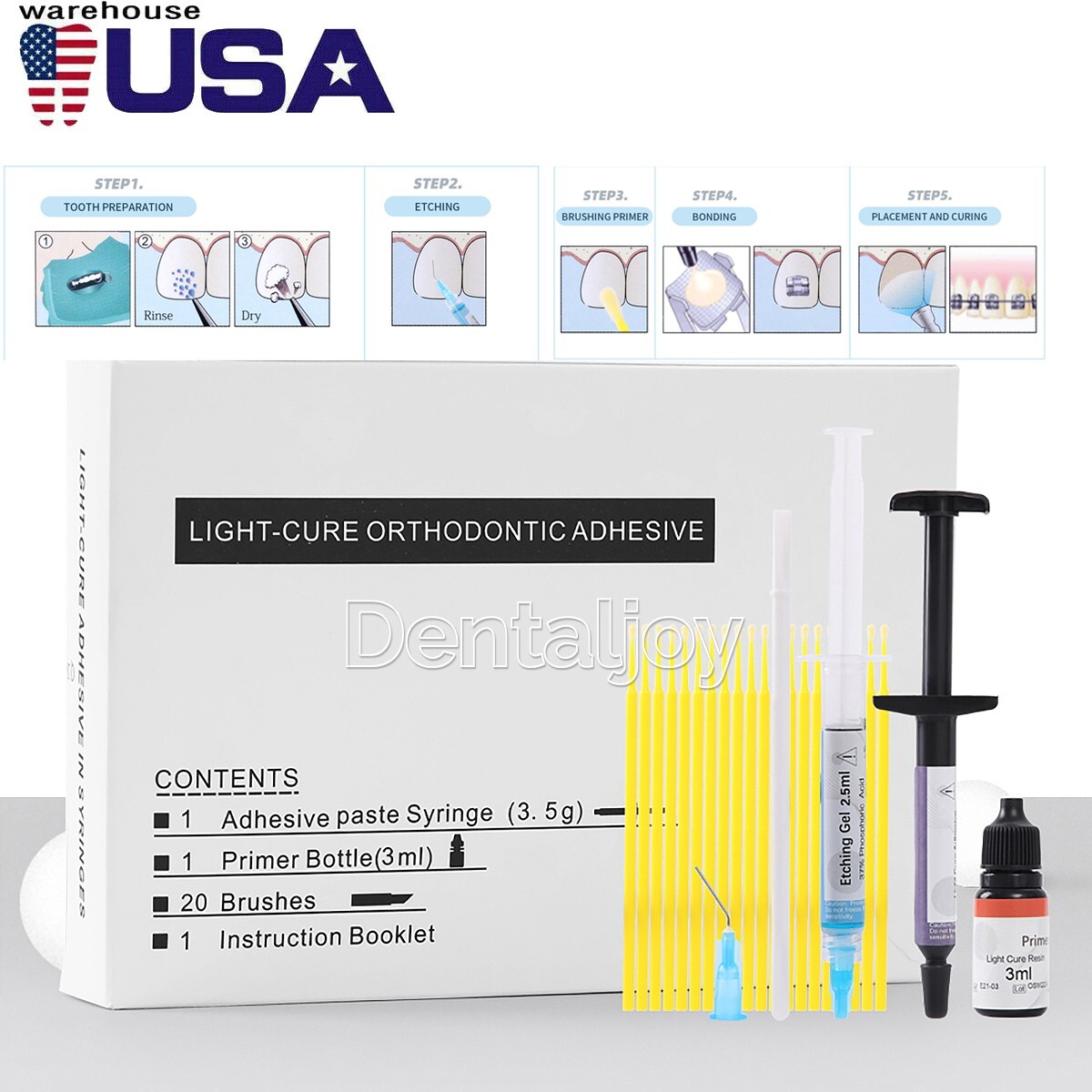 Dental Glue Ortho Bonding System Light Cure Primer Adhesive Kit For Brackets