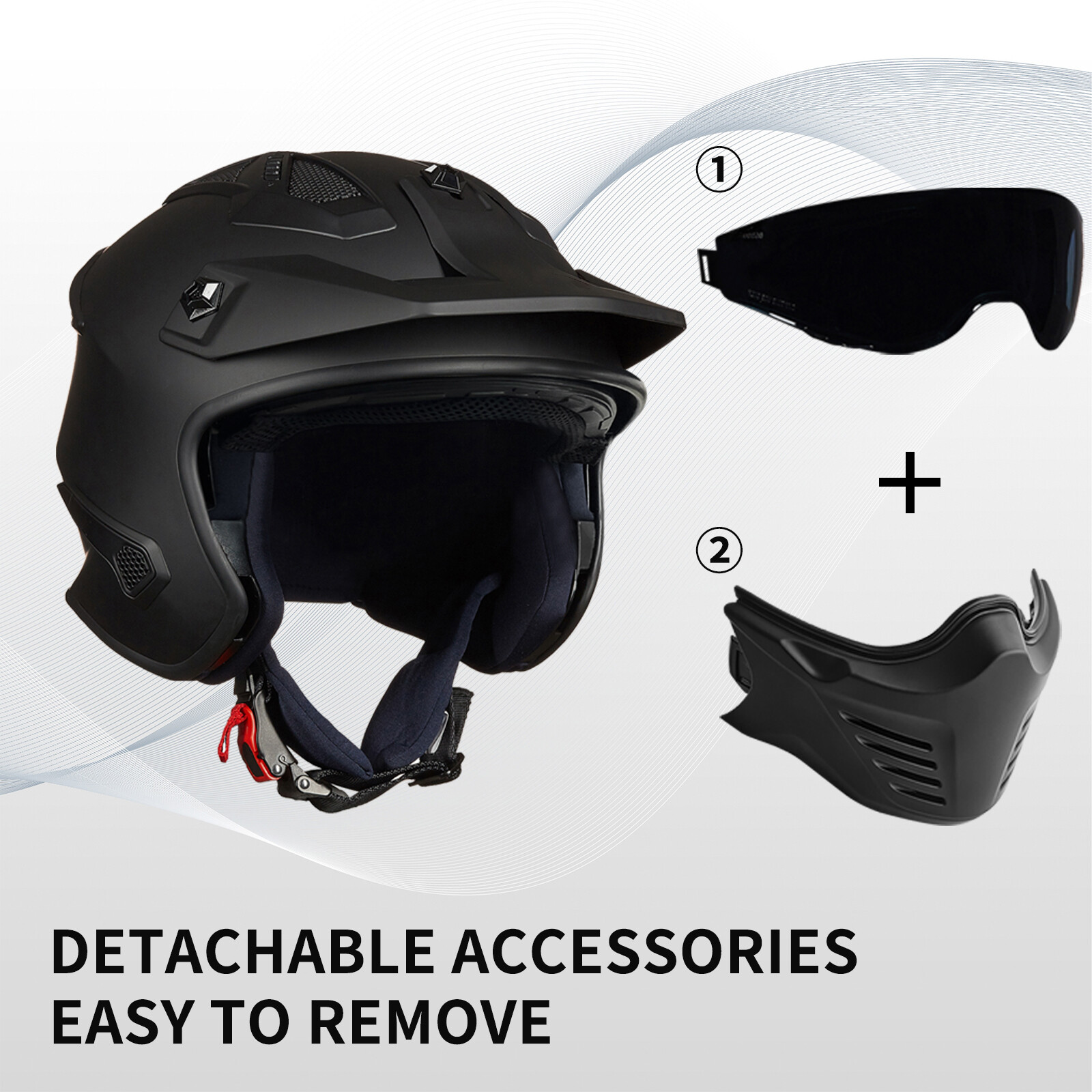 ILM Seller Refurbish Open Face 3/4 Motorcycle Half Helmet Moped ATV Scooter DOT