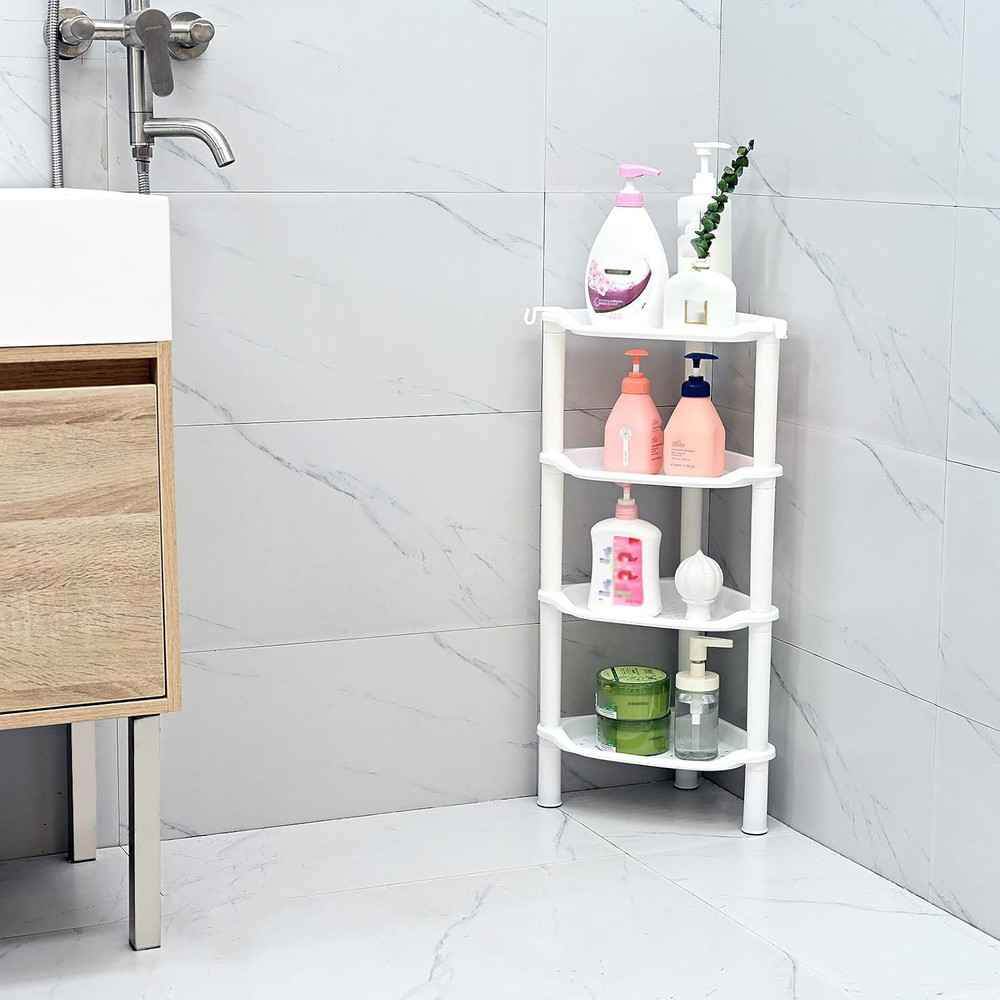 4 Tier Corner Shower Caddy, Rustproof, Plastic Shower Organizer for Bathroom,...