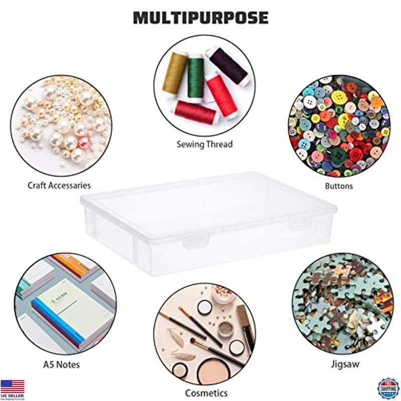 BTSKY 4-Pack Clear Plastic Storage Boxes with Flap Lid – Craft Organizers for