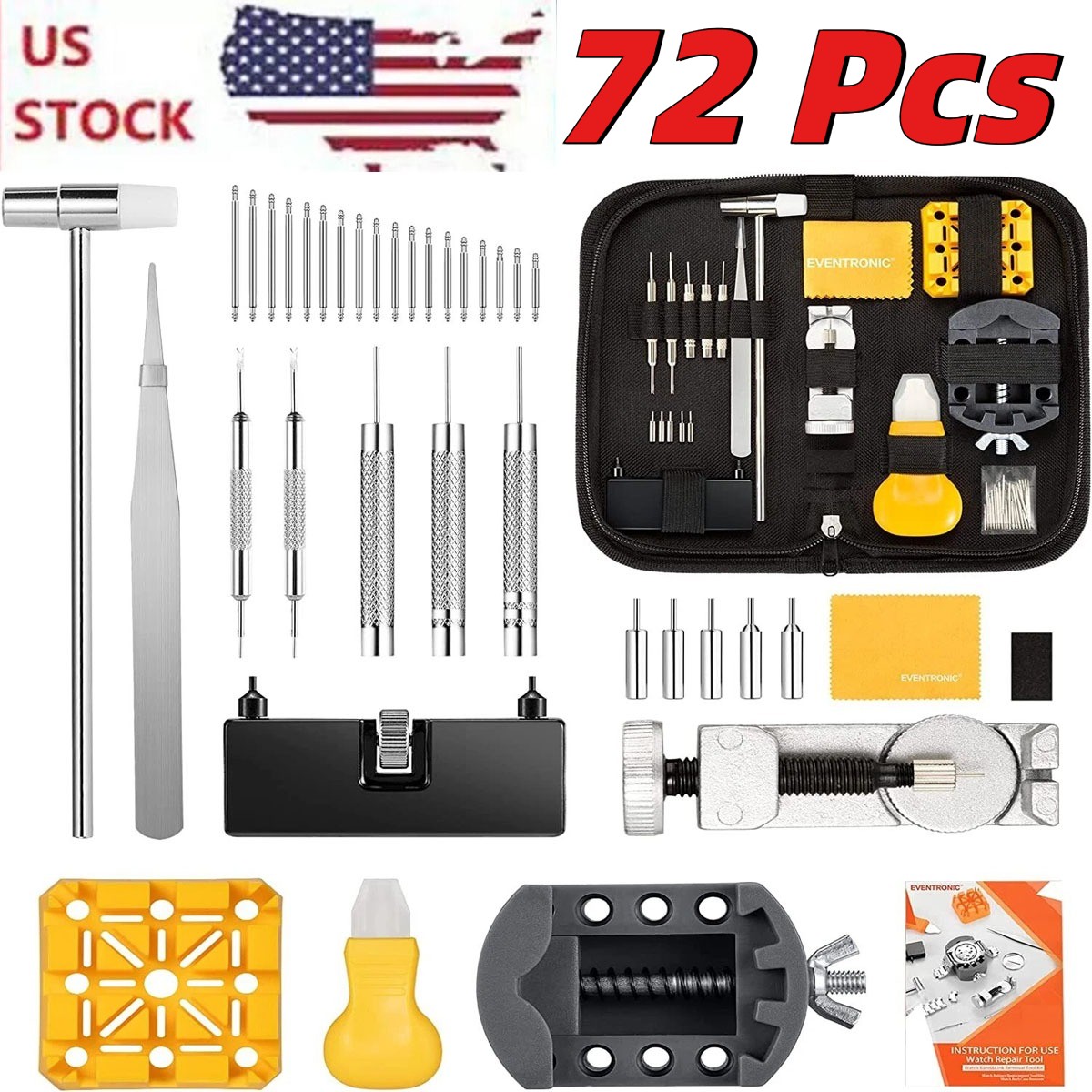2025 Watch Repair Kit Watchmaker Back Case Remover Opener Link Pin Spring Bar