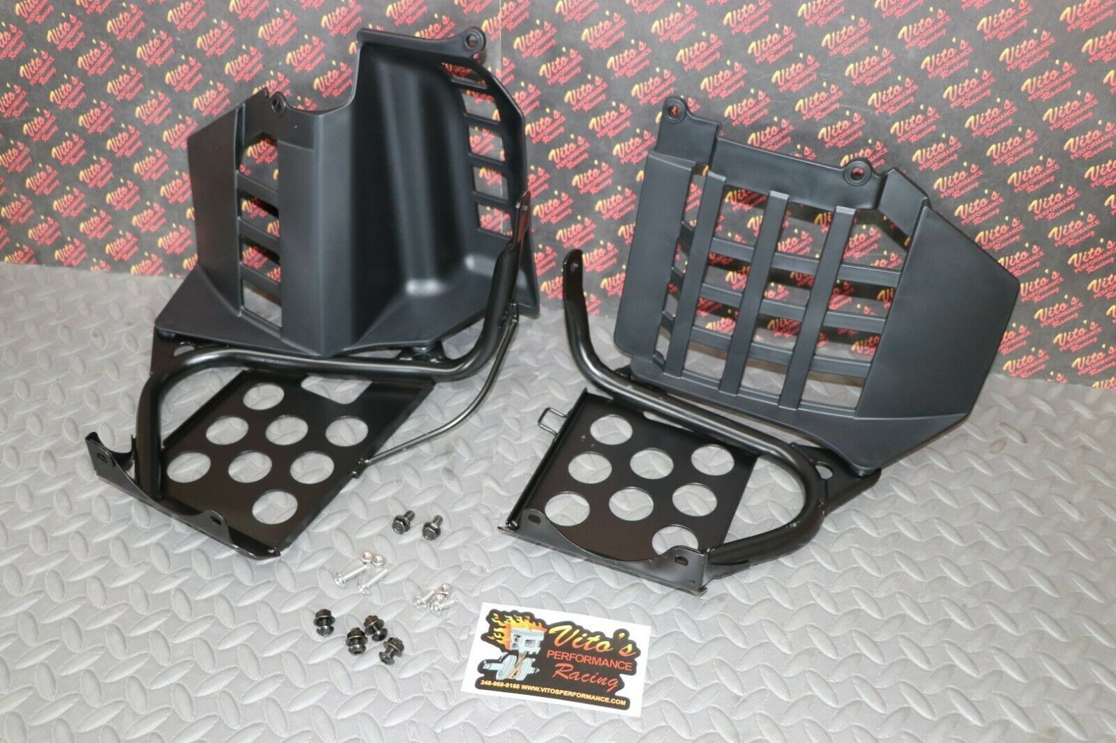 Black Heel Guards footrest Yamaha Banshee nerf bars plastics + HARDWARE BOLT KIT