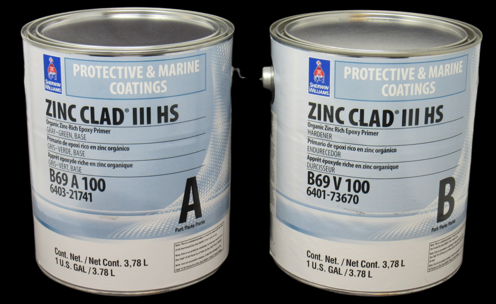 NEW Sherwin-Williams Zinc Clad III HS Epoxy Primer Coating PART A + B for STEEL