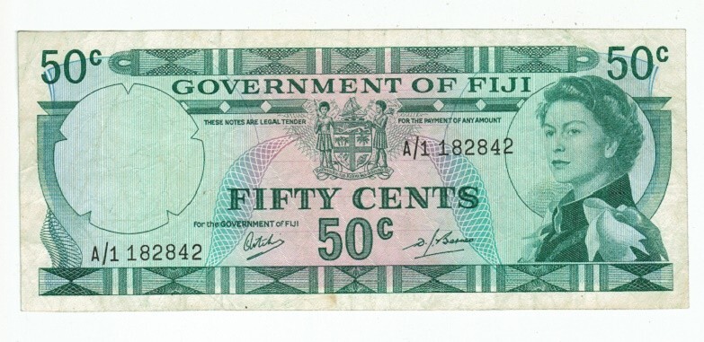 FIJI BANKNOTE 50 CENTS 1971
