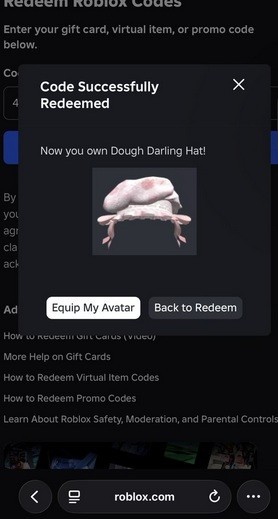 Royale High BAKING CLASS PLAYSET DOUGH DARLING HAT *CODE ONLY* Sent via EBAY MSG