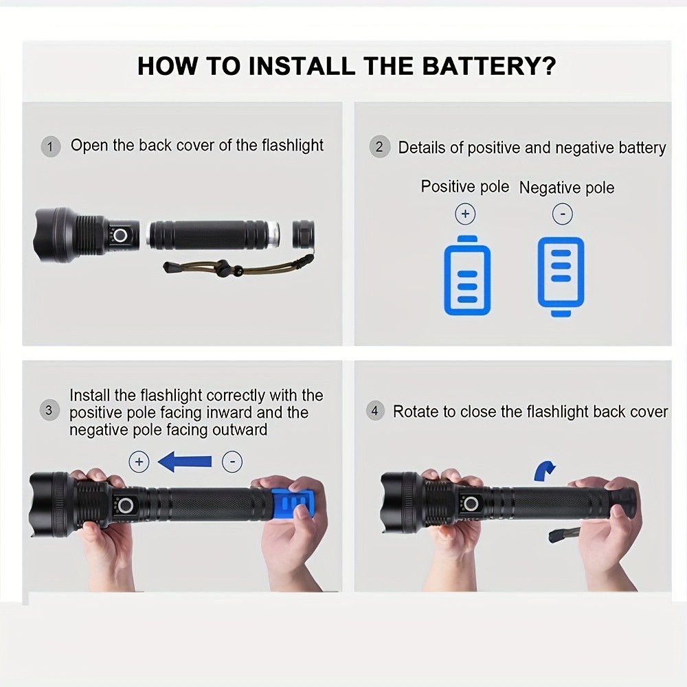 Super Bright LED Tactical Flashlight Torch P90 Rechargeable Battery Work Light