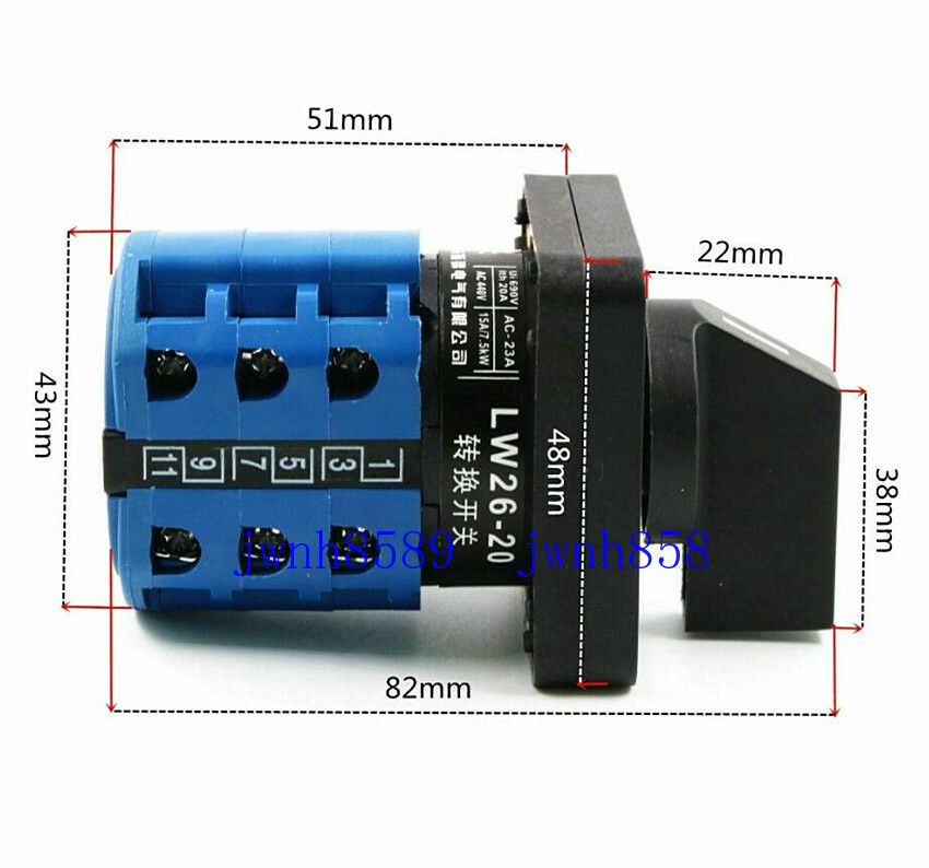 Milling Machine 3 Section Import Forward Reverse Switch LW26-20 The Mill Tool