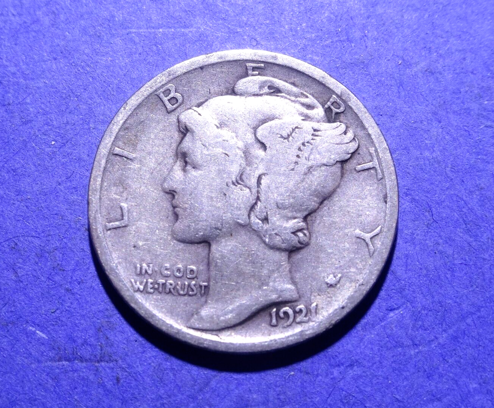 1921 Mercury Dime VG+