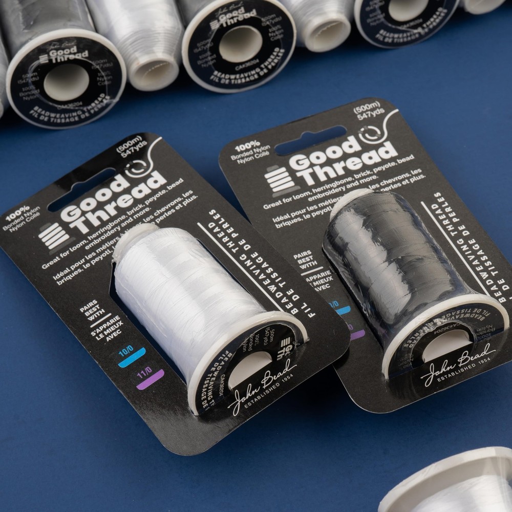 John Bead Good Thread 500m Spool White Bonded Nylon | Beading