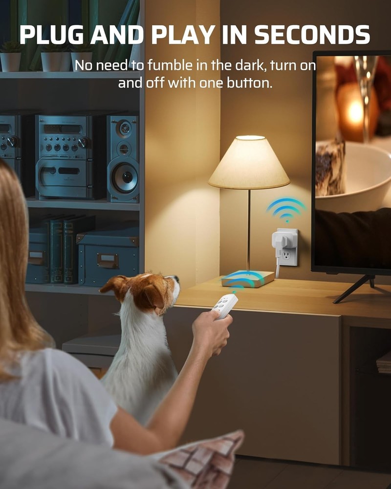 Wireless Outlet Switch, Programmable with 100FT Range, 1 Remote, 3 Outlets