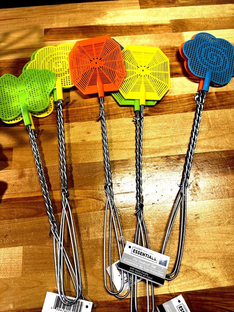 Double Pack Wire Plastic Bug Pest Fly Kitchen Camping Mosquito Fly Swatter